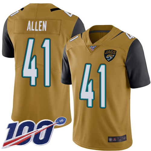 Nike  Jaguars #41 Josh Allen Gold Men Stitched NFL Limited Rush 100th Season Jersey->jacksonville jaguars->NFL Jersey